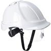 Portwest PW55 Casco Endurance con Visiera Calotta Dell'elmetto Ventilata | Bianco, Taglia unica, EN 397, EN 166, Imbracatura di Sospensione, Rotella a Cricchetto, Sottogola Incluso