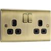 British General BG Electrical NAB22B - Presa a muro con doppio interruttore, in metallo Nexus, ottone antico, 13 A, NAB22B