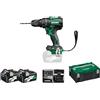 HiKOKI Trapano avvitatore a batteria - 36 V, 155 Nm di Coppia, Motore Brushless, Mandrino Autoserrante, Tecnologia RFC, Luce LED, Impugnatura Ergonomica, Corpo in Alluminio, Compatto e Potente