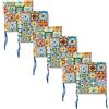 PARAMAISON Cuscini Sedia Maiolica 4 Punti, Fissaggio con Laccetti, Set da 6 pezzi, Imbottito, Non Sfoderabile, Fantasia Verde, 40x40x3,5 cm