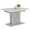Hela Tische, Alice - Tavolo a colonna per sala da pranzo, in legno derivato rivestito in melamina, finitura effetto cemento, allungabile 120-160 x 80 x 76 cm