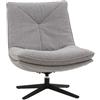 KONTE.DESIGN Poltrona girevole BRIKELL in tessuto grigio e base in metallo nero