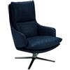 KONTE.DESIGN Poltrona girevole NEW ARLEY in tessuto blu notte e base in metallo