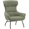 KONTE.DESIGN Poltrona HAITI in tessuto verde e gambe in metallo nero