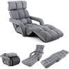 COSTWAY Poltrona Salotto da Terra, Sedie Pieghevoli Imbottita Chaise Longue Reclinabile in 5 Posizioni, con Regolabili Braccioli Schienale, per Yoga Relax Meditazione, 195x73x19 cm (Grigio)