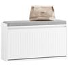 SoBuy Panca Scarpiera da Ingresso - Scarpiera Salvaspazio Slim in Legno, Panca Contenitore per 6-8 Paia di Scarpe, 155kg di Carico, Bianco, 80x26x45cm, FSR98-L-W