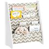 SoBuy Libreria Montessoriana per Bambini Scaffale Portagiochi e Porta Libri a 4 Livelli in Tessuto, Organizer per Cameretta Grigio 63x28x76 cm KMB50-HG