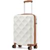 British Traveller Valigia Trolley 54CM Valigie Rigida ABS+PC con Rotelle Girevoli e TSA Lucchetto (20pollici, Bianco)