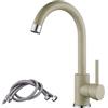 F-DEEN Rubinetto da Cucina Beige, Miscelatore Monocomando per Lavello con Beccuccio Girevole a 360 °, Acciaio Inox