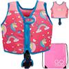 Go Swim Giubbotto Galleggiante - Include borsa da nuoto gratuita Giubbotto da nuoto per bambini con galleggiabilità fissa e cinturino di sicurezza (Magical Unicorns, S (15-19kgs))