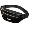 Semazz Marsupio,Unisex Marsupio Uomo Donna Marsupio Impermeabile Marsupio Tessuto Nylon Cintura Portasoldi per Uomo Ragazzi Escursionismo Viaggi Sport Nero