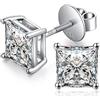 jiamiaoi 18K Oro Bianco placcato Orecchini Diamante Uomo in Argento Sterling 925 con AAAA+ Zirconi Brillante con Chiusura a Vite Sicura 4mm-8mm
