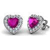 DEPHINI - Orecchini a forma di cuore - Argento Sterling 925 - Gioielli da donna - Placcato rodio - Zirconi cubici, Small, Metallo, Zirconia cubica