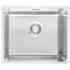 DomoDomo Egeria - Lavello da incasso a 1 camera, in acciaio inox spazzolato, 44 x 38 x 20 cm, con sifone, tappo e copertura