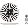 H&H-Avana, set 6 piatti piani, in porcellana, decorata, stile etnico, piatti black&white, 26 cm, lavabili in lavastoviglie