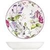 H&H Madam Set 12 Piatti Fondi, Porcellana, Decoro Floreale, Bianco, 21cm