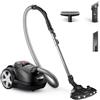 Philips Domestic Appliances, Aspirapolvere Philips con sacco serie 8000 Performer LED-Motore 900W, spazzola TriActive+ LED, HEPA, 12m, Sacchetti a Lunga Durata, colore nero (XD8122/10), Nero profondo