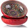 YUN TAO SIMI Ciotole per Pasta - 2218ML Piatti Fondi Grandi Colorati in Ceramica, 25,4CM Ciotole Grandi per Zuppa, Pasta, Insalata, Adatti al Forno a Microonde e Lavastoviglie, Stile Boho, Set di 2