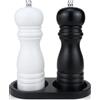 BOCHION Macina Pepe, Macina Sale e Pepe Manuale con Vassoio, Macinapepe Manuale per Legno con Regolabile in Ceramica, Macinino Grande per Pepe e Sale, 2 Pezzi (Bianco e Nero)