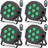 DELIBANG 4 Pezzi Faro a Par LED RGBW, 7 LED Luce da Palcoscenico DMX512 con Telecomando e Attivazione del Suono, Luce da Discoteca Per Disco DJ Festa Bar Halloween Natale