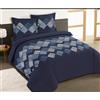 VISION NORA - 100% cotone - Set Copripiumoni matrimoniale 200 x 200cm con 2 federe 65 x 65cm per letto matrimoniale - Tessuto morbido e confortevole - Colore: Blu - Certificato Oeko-Tex