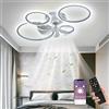MiiR Ventilatore Da Soffitto Con Illuminazione, Plafoniera A LED Con Ventilatore E Telecomando Per App, Plafoniera Dimmerabile Da 96 W, Luce Temporizzata Per Ventilatore Per Soggiorno Camera Da Letto