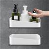 WIYETY Mensola Doccia Senza Foratura: 2 Pezzi Mensola Doccia Bagno Autoadesiva Plastica Mensola Bagno Cucina Mensola Organizer Porta Shampoo Doccia Mensole Bagno Autoadesiva Senza Foratura (Bianco)