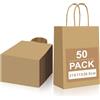 Gucass 50 Pezzi Marrone Sacchetti Carta con Manici, Medi Borse Carta Kraft Sacchetti da Regalo Carta, 21x11x27cm, Shopper in Kraft Carta Borsa Regalo, per Feste Compleanno Natale Matrimoni Shopping