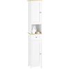 SoBuy Mobile Colonna Bagno Salvaspazio Armadio Alto con 2 Ante, 1 Cassetto e Ripiano Aperto Mobiletto Bagno per Lavanderia WC o Cucina 32x170x30cm FRG236-WN