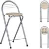 ZZINOKE Sgabello Bar Pieghevole, Nessun Montaggio Richiesto,Sgabello Pieghevole Portatile per Cucina,Bistrot,all'Aperto,Altezza seduta 61 cm (Venatura del Legno e Argento)