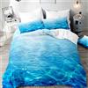 Morbuy 3D Set di Biancheria da Letto di Oceano Stampa, Mare Set Copripiumino Matrimoniale Singolo King in Microfibra con Federa e Copripiumini a Cerniera (Blu Verde,200x200cm)