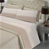 BANZAII TEXTILE INNOVATOR ONLINE Banzaii Set Completo Lenzuola Matrimoniale 100% Cotone, Made in Italy, con Angolo h 30 cm, Ida Beige