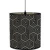 FANSU Paralume E27 Paralume in Tessuto Vintage Nero Geometria Lampadario Copertura Lampada Accessori Luce Sostituibile Lampada Tavolo Lampada Comodino Paralume a Tamburo (Linea,30x30x30cm)