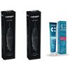 Curasept Luxury Whitening Black - 2 Confezioni da 75ml - con Carbone Attivo e Perossido di Idrogeno - Smalto Protetto, Sorriso più Bianco e Luminoso - in Omaggio Dentifricio Travel FrozenMint da 20ml