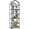 Springos Mini Serra Balcone 5 Ripiani 70x50x190cm Verticale Copertura Pellicola Verde Struttura Metallo 130g/m² Chiusura Lampo Struttura Resistente Protezione Piante