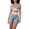 Ducomi Kye Completo Palestra Donna - Set Fitness, Yoga, Pilates Donna - Basic Lounge Set a Costine Composto da Pantaloncini Ciclisti e Reggiseno Scollatura, Leggero e Traspirante (Grigio, XL)