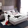 Loussiesd Set di lenzuola giapponesi Ukiyoe per bambini, ragazzi, ragazze, stile giapponese, set di lenzuola in stile esotico, 4 pezzi per letto matrimoniale
