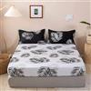 Loussiesd Set di biancheria da letto king size, decorativo, lussuoso, con stampa di foglie botaniche, bianco e nero, lenzuolo con angoli per ragazze e adolescenti, con 2 federe, lenzuolo non incluso