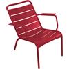Fermob - Poltrona bassa Luxembourg - Rosso - Alluminio laccato - Designer Frédéric Sofia