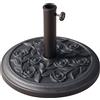 Outsunny Base per Ombrellone 9kg in Resina con Finiture in Bronzo Φ45.5 x 31.5cm Nero|Aosom