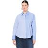 Ulla Popken Hemdbluse, Streifenmix, Oversized, Hemdkragen, Langarm Camicia da Donna, Azzurro, 60/62 IT
