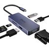Qhou 6-1 USB C Hub con 4K HDMI, VGA, 2 USB 2.0, lettore di schede SD/TF USB C Adattatore per MacBook Pro/Air, Dell, HP, Lenovo Pro, Dell/HP/Lenovo