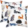 Loussiesd Set di 2 federe colorate per cuscini con gatti e simpatici cartoni animati, decorazione per divano, federe colorate per cuscini da divano, 55,8 x 55,9 cm
