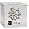 Tin Metal Sample, Tin Shiny Pellets, Tin Metal in Acrylic Cube 50mm 99.95%