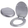 MSV - Sedile WC CLÉO in MDF - Cerniere in acciaio inox - Cuscinetti a chiusura ammortizzata - Ø 30 x 20 x 15 cm - Argento - Finitura lucida - Comfort ed eleganza per il bagno