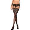 Obsessive Leticia - calze a rete con ampia fascia di pizzo (nero) - L/XL