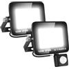 SKYWORLD 2 Pezzi Faretto LED da Esterno con Sensore di Movimento 10W, 1000LM Lampada di Sicurezza, IP66 Impermeabile Proiettore LED per Parcheggio Ingresso Corridoio Garage, Bianco Freddo 6000K