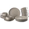 Rosenthal Joyn Grey - Set da 18 pezzi, in gres porcellanato, stoviglie, servizio da caffè, piatti da colazione, tazze, grigio