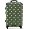 NoBoringSuitcases.com® Valigia Media Rigida, 67 cm 72L, Grande Valigia con Ruote, Trolley Leggera, Valigia 20 kg da Stiva, Bagaglio con Piccole Palme - Verde, Valigia per Aereo