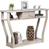 COSTWAY Tavolo Consolle in Legno, Consolle con Cassetto e Ripiani, Tavolo d'Ingresso Multiuso per Salotto, Corridoio e Entrata 120 x 30 x 81 cm (Grigio)